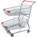 CE & ISO approved 2-tier shopping cart for supermarket